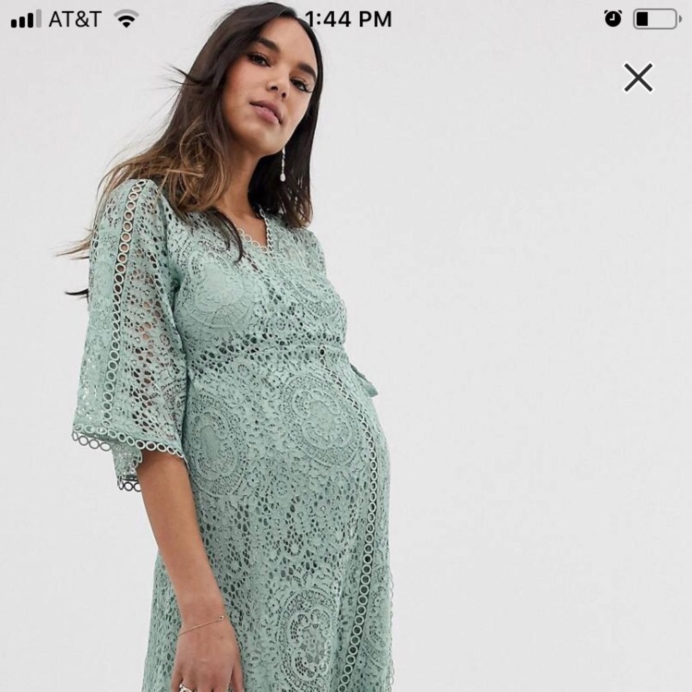 ASOS Maternity mint green lace wrap dress
